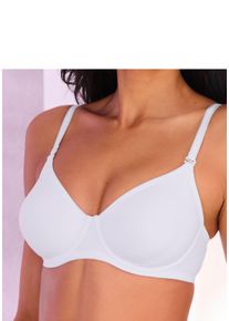 T-Shirt-BH Lascana, Damen, Gr. 90, Cup D, wei&szlig;, Microtouch, Obermaterial: 82% Polyamid (TACTEL), 18% Elasthan (LYCRA), BHs T-Shirt-BH, mit 3 Tr&auml;gern (Wechseltr&auml;ger) und Stickerei