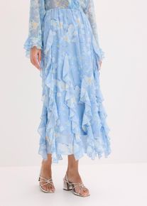 bonprix Maxirock aus leichtem Chiffon, blau, Gr.42, modischer Maxirock