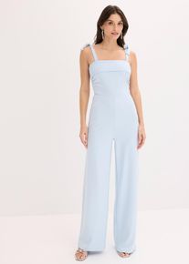 bonprix Jumpsuit mit Schleifen-Tr&auml;gern, blau, Gr.40, femininer Jumpsuit aus festem Jersey-Material mit Tr&auml;gern zum Binden auf der Schulter, aus Punto di Roma,Viskose