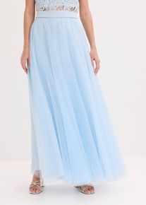 bonprix Maxirock aus zartem T&uuml;ll, blau, Gr.42, Romantisch feminin: Maxirock aus zartem T&uuml;ll mit champagnerfarbener T&uuml;llschicht