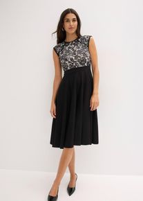 bonprix Midikleid mit Spitze, schwarz, Gr.40/42 (M), Romantisch und feminin: Midikleid mit Rock aus Punto di Roma Material und Spitze im Oberteil.