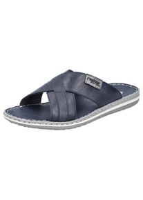 Pantolette Rieker, Damen, Gr. 42, nachtblau, Leder, unifarben mit Farbeinsatz, Schuhe Pantolette, Sommerschuh, Strandschuh, Schlappen, Hausschuh mit Label