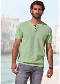 Henleyshirt John Devin "- Strickshirt", Damen, Gr. L, hellgr&uuml;n, Strick, Obermaterial: 100% Baumwolle, regular fit normal, Rundhals, Rippstrickb&uuml;ndchen, Shirts Henleyshirt, Rundhalsausschnitt mit kleiner Knopfleiste