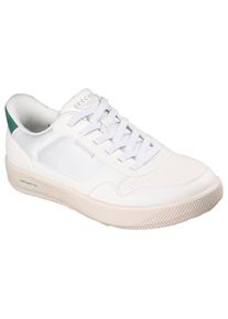 Slip-On Sneaker Skechers "ARCH FIT COURT BREAK", Damen, Gr. 47,5, wei&szlig;, gr&uuml;n, Lederimitat, kontrastfarbene Details, Schuhe Slip-On Sneaker, Schn&uuml;rschuh, Freizeitschuh mit Handsfree Slip-Ins Technologie