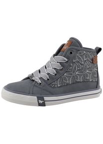 Sneaker Mustang Shoes "Gaspare", M&auml;dchen, Gr. 31, jeanasblau, Lederimitat, Textil, Schuhe Sneaker, Schn&uuml;rboots, Freizeitschuh mit h&uuml;bscher Bl&uuml;enstickerei