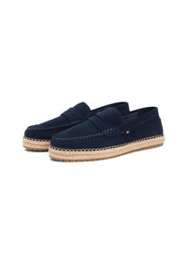 Espadrille Tommy Hilfiger "FLEXIBLE HILFIGER SDE ESPADRILLE", Damen, Gr. 42, dunkelblau, Veloursleder, Schuhe Espadrille, Sommerschuh, Slipper, Loafer mit angesagtem Zierriegel