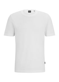 T-Shirt BOSS "Tiburt 240", Damen, Gr. XL, wei&szlig; 100, Piqu&eacute;, Obermaterial: 75% Baumwolle, 25% Polyester, unifarben, regular fit normal, Rundhals, abgesteppte Kante, Shirts T-Shirt, mit Jacquard-Struktur, regular fit