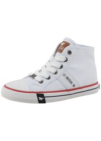 Sneaker Mustang Shoes "Gaspare", M&auml;dchen, Gr. 36, wei&szlig;, Baumwolle, Schuhe Sneaker, Freizeitschuh, Schn&uuml;rboots, High Top-Sneaker mit Nieten