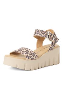 Keilsandalette Tamaris, Damen, Gr. 42, leo, Veloursleder, Schuhe Keilsandalette, Sommerschuh, Riemchensandale mit modischer Plateausohle