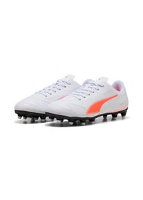 Fu&szlig;ballschuh Puma "VITORIA II FG/AG JR", Kinder, Gr. 37, wei&szlig; (Puma wei&szlig;, glowing rot), Synthetik, Schuhe Fu&szlig;ballschuh, f&uuml;r Rasen- und Kunstrasenpl&auml;tze, aus Synthetik, f&uuml;r Jugendliche