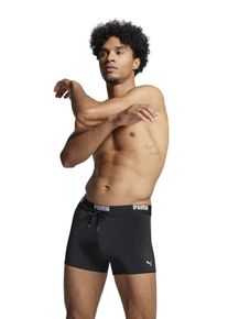 Badehose Puma "Puma SWIM MEN LOGO TRUNKS", Herren, Gr. L, N-Gr, schwarz, Web, Obermaterial: 80% Polyamid, 20% Elasthan, Badehosen Badehose, elastischer Logobund mit integriertem Kordelzug