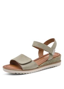 Keilsandalette Tamaris, Damen, Gr. 42, mint, Textil, Veloursleder, unifarben, Schuhe Keilsandalette, Riemchensandale, Sommerschuh in veganer Verarbeitung