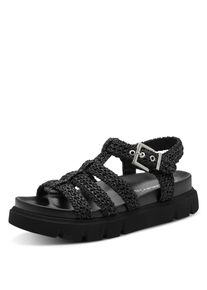 Riemchensandale Tamaris, Damen, Gr. 42, schwarz, Textil, Flechtoptik, Schuhe Riemchensandale, Sommerschuh, R&ouml;mersandalette in veganer Verarbeitung