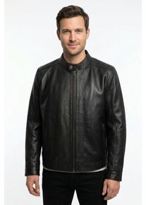 Lederjacke Mauritius "MMJork", Damen, Gr. XL (54), schwarz, Obermaterial: 100% Schafsleder. Futter: 100% Baumwolle. &Auml;rmelfutter: 100% Polyester, unifarben, regular fit normal, mit Druckkn&ouml;pfen, Jacken Lederjacke, mit Stehkragen & Drucker