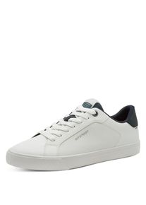 Sneaker Marco Tozzi, Herren, Gr. 46, wei&szlig;, schwarz, Lederimitat, kontrastfarbene Details, Schuhe Sneaker, Freizeitschuh, Halbschuh, Schn&uuml;rschuh, Kontrastbesatz an der Ferse