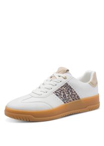 Plateausneaker Marco Tozzi, Damen, Gr. 42, wei&szlig;, leo, Lederimitat, Textil, unifarben mit Farbeins&auml;tzen, Schuhe Plateausneaker, Freizeitschuh, Halbschuh, Schn&uuml;rer mit Feel Me-Ausstattung