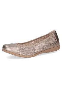 Ballerina Caprice, Damen, Gr. 36, taupe, metallic, Leder, metallic, Schuhe Ballerina, Slipper, Bequemschuh, Schlupfschuh mit Perforation