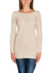 Langarmshirt ALKATO "Damenshirt Alkato Damen Langarm Longshirt Langarmshirt", Damen, Gr. XL, beige (hellbeige), Obermaterial: 92% Baumwolle CO. 8% Elasthan EL., Shirts Langarmshirt