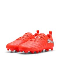 Fu&szlig;ballschuh Puma "FUTURE 9 PLAY FG/AG JR", Kinder, Gr. 35,5, glowing rot, Puma wei&szlig;, Puma schwarz, Puma silber, Synthetik, Schuhe Fu&szlig;ballschuh, f&uuml;r Rasen- und Kunstrasenpl&auml;tze, f&uuml;r Jugendliche