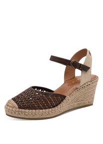Slingpumps Tamaris, Damen, Gr. 41, mokka, Bast, Leder, Textil, geflochten, kontrastfarbene Details, Schuhe Slingpumps, Sandalette, Riemchensandale mit Touch it-Ausstattung - schmale Form