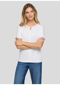 Kurzarmshirt Rabe, Damen, Gr. 46, wei&szlig;, Jersey, Obermaterial: 47% Baumwolle, 47% Modal, 6% Elasthan, unifarben, normal h&uuml;ftbedeckend, Rundhals, Shirts Kurzarmshirt, mit Cut-Out und Glitzer-Detail