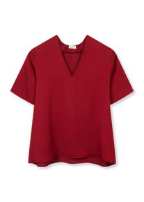 Klassische Bluse Seidensticker, Damen, Gr. XL (42), dunkelrot, 75% Acetat, 25% Polyester, unifarben, regular fit, V-Ausschnitt, Blusen Klassische Bluse, Tunika Uni