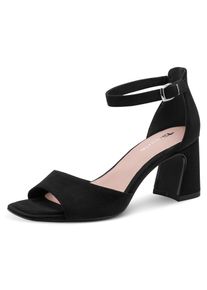 Sandalette Tamaris, Damen, Gr. 42, schwarz, Textil, Basic, Schuhe Sandalette, Blockabsatz, Riemchensandale, Sommerschuh in veganer Verarbeitung