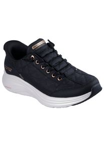 Slip-On Sneaker Skechers "CONTOUR FOAM-GOLDEN HOUR", Damen, Gr. 42, schwarz, Leder, Lederimitat, Mesh, gesteppt, Schuhe Slip-On Sneaker, Slipper, Freizeitschuh, Schlupfschuh mit Slip-Ins Funktion