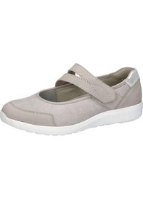 Waldl&auml;ufer Riemchenballerina WALDL&Auml;UFER "K-IRA Soft", Herren, Gr. 9 (43), hellgrau, silberfarben, Nubukleder, Textil, metallic, unifarben mit Farbeinsatz, Schuhe Riemchenballerina, Schlupfschuh mit Klettriegel, Bequemschuh, K-Weite