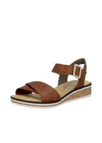 Sandalette Rieker, Damen, Gr. 42, cognac, Lederimitat, unifarben, Schuhe Sandalette, Keilsandale, Sommerschuh, Urlaubsschuh mit Klettriemchen