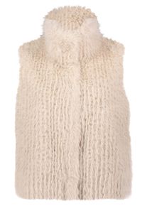 AMBER & JUNE Fellimitatweste AMBER & JUNE "Pl&uuml;schweste mit Kragen", Damen, Gr. 42, grau, Obermaterial: 100% Polyester PES., Westen Fellimitatweste