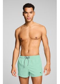 Badeshorts Puma "Puma SWIM MEN SHORT LENGTH SWIM SHORTS", Herren, Gr. L, N-Gr, mint jelly, Web, Obermaterial: 100% Polyester, Badehosen Badeshorts, mit seitlichen Eingriff-Taschen, Ges&auml;&szlig;tasche mit Klettverschluss