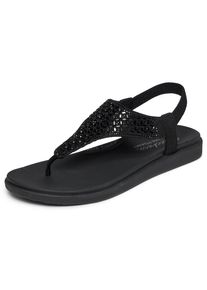 Sandale Skechers "MEDITATION LUXE", Damen, Gr. 41, schwarz unifarben, Textil, Glitzer, Schuhe Sandale, Sommerschuh, Zehentrenner, Strandschuh mit Glitzersteinchen