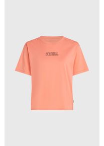 O`Neill T-Shirt O'NEILL "O'NEILL BOXY BACK PRINT T-SHIRT", Damen, Gr. XS (34), funky peach, Obermaterial: 100% Baumwolle, Shirts T-Shirt, sportliche Passform, lockerer Schnitt