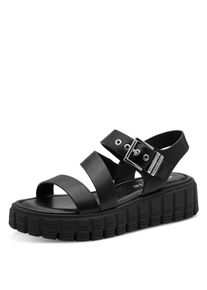 Plateausandale Tamaris, Damen, Gr. 37, schwarz, Lederimitat, Schuhe Plateausandale, Sommerschuh, Plateausandalale in veganer Verarbeitung