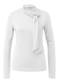 Langarmshirt s.Oliver, Damen, Gr. 42, wei&szlig;, Obermaterial: 64% Modal, 36% Polyester, unifarben, regular fit taillenbedeckt, ohne Ausschnitt, Shirts Langarmshirt, mit dekorativer Schleife