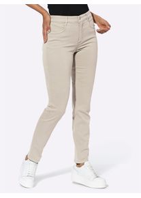 Stretch-Jeans Ascari, Damen, Gr. 46, Normalgr&ouml;&szlig;en, beige (sand), 91% Baumwolle, 6% Polyester, 3% Elasthan, unifarben, lang, Jeans Stretch-Jeans
