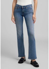 Bootcut-Jeans Replay "NEW LUZ", Damen, Gr. 32, L&auml;nge 30, light blau, Denim/Jeans, Obermaterial: 90% Baumwolle, 8% Polyester, 2% Elasthan, bootcut fit lang, Jeans Bootcut-Jeans, mit gesticktem R an der Ges&auml;&szlig;tasche