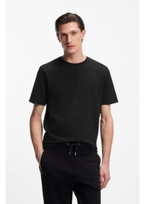 T-Shirt BOSS "Tiburt 240", Damen, Gr. S, schwarz 001, Piqu&eacute;, Obermaterial: 75% Baumwolle, 25% Polyester, unifarben, regular fit normal, Rundhals, abgesteppte Kante, Shirts T-Shirt, mit Jacquard-Struktur, regular fit