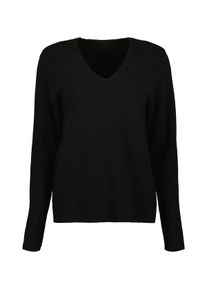 Strickpullover Blue Seven "Blue Seven Pullover", Damen, Gr. 38, schwarz (9990, schwarz), 50% Viskose, 28% Polyester, 22% Polyamid, normal, V-Ausschnitt, Pullover Strickpullover