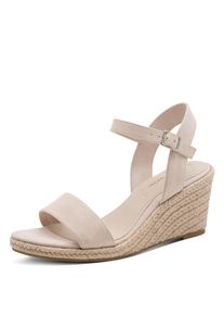 Keilsandalette Tamaris, Damen, Gr. 42, beige, Textil, Veloursleder, unifarben, Schuhe Keilsandalette, Sommerschuh, Riemchensandale, mit verstellbarem Riemchen