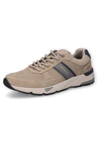 Sneaker Camel Active, Herren, Gr. 45, taupe, blau, Leder, Synthetik, Textil, Schuhe Sneaker, Schn&uuml;rschuh, Freizeitschuh, Halbschuh mit Logoverzierung