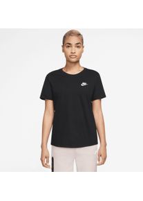 T-Shirt Nike Sportswear "W NSW CLUB SS TEE", Damen, Gr. XS, schwarz, Jersey, Obermaterial: 100% Baumwolle, normal, Rundhals, Shirts T-Shirt, etwas weiterer Schnitt, k&uuml;rzere L&auml;nge, mit leicht abgerundetem Saum
