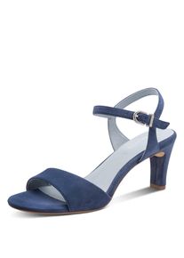 Sandalette Tamaris, Damen, Gr. 41, blau, Textil, Veloursleder, unifarben, Schuhe Sandalette, Trichterabsatz, Abendschuh mit verstellbarem Fesselriemchen