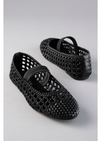 Ballerina ANISTON SHOES, Damen, Gr. 42, schwarz, Lederimitat, Schuhe Ballerina, Sommerschuh in Flechtoptik - NEUE KOLLEKTION, Topseller