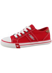 Sneaker Mustang Shoes "Gaspare", M&auml;dchen, Gr. 31, rot, Baumwolle, Schuhe Sneaker, Freizeitschuh, Halbschuh, Schn&uuml;rschuh mit auff&auml;lliger Kontrastnaht