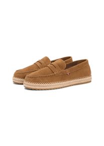 Espadrille Tommy Hilfiger "FLEXIBLE HILFIGER SDE ESPADRILLE", Damen, Gr. 46, braun, Veloursleder, Schuhe Espadrille, Sommerschuh, Slipper, Loafer mit angesagtem Zierriegel