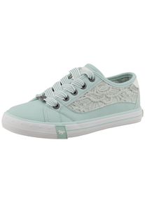 Sneaker Mustang Shoes "Gaspare", M&auml;dchen, Gr. 31, mint, Lederimitat, Textil, Schuhe Sneaker, Freizeitschuh, Schn&uuml;rschuh, Halbschuh mit Bl&uuml;ten-Stickerei