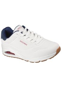 Sneaker Skechers "UNO-SUITED ON AIR", Herren, Gr. 48,5, wei&szlig;, navy, Lederimitat, Veloursleder, kontrastfarbene Details, Schuhe Sneaker, Freizeitschuh, Halbschuh, Schn&uuml;rschuh mit modischer Keilsohle