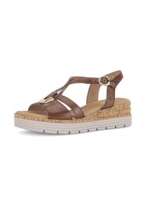 Keilsandalette Gabor "Genua", Damen, Gr. 44, beige, Kalbsleder, Schuhe Keilsandalette, Riemchensandale, Sommerschuh, Komfortschuh in Weite G (=weit)